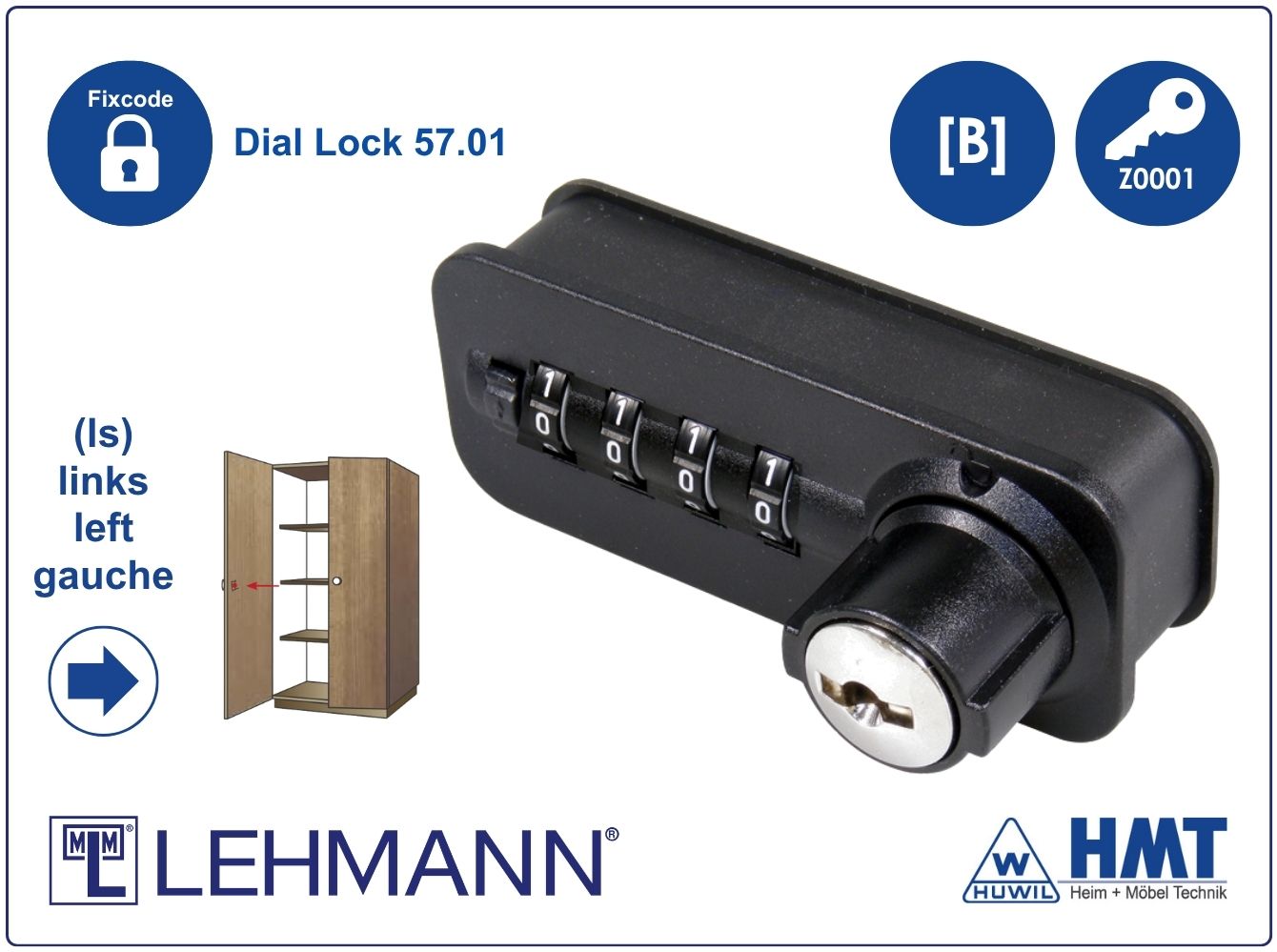 MLM Schloss Typ Dial Lock 57.01 Fix - [B] / ls / Z0001 / S