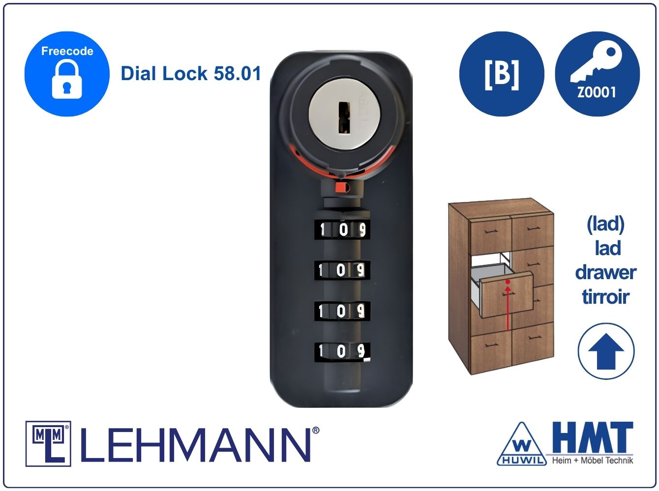 MLM Schloss Typ Dial Lock 58.01 Free - [A] / lad / Z0001 / S