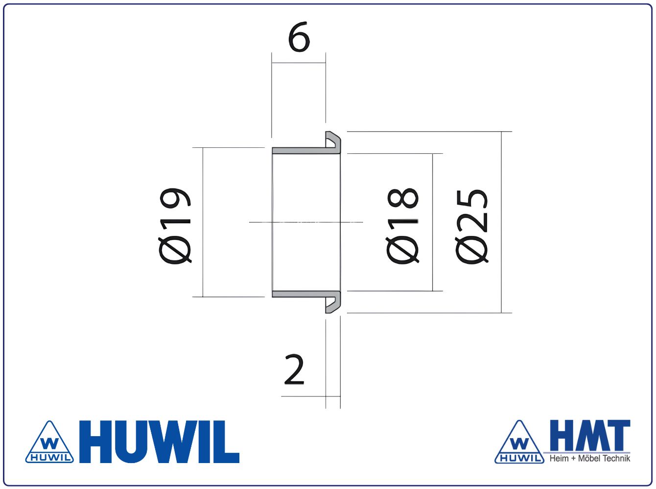 HUWIL Zylinder-Rosette Typ 1291 Ø18mm HUWIL Zylinder-Rosette Typ 1291 Ø18mm