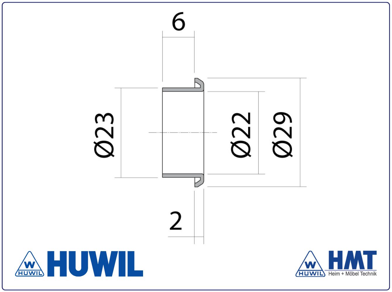 HUWIL Zylinder-Rosette Typ 1290 Ø22mm HUWIL Zylinder-Rosette Typ 1290 Ø22mm