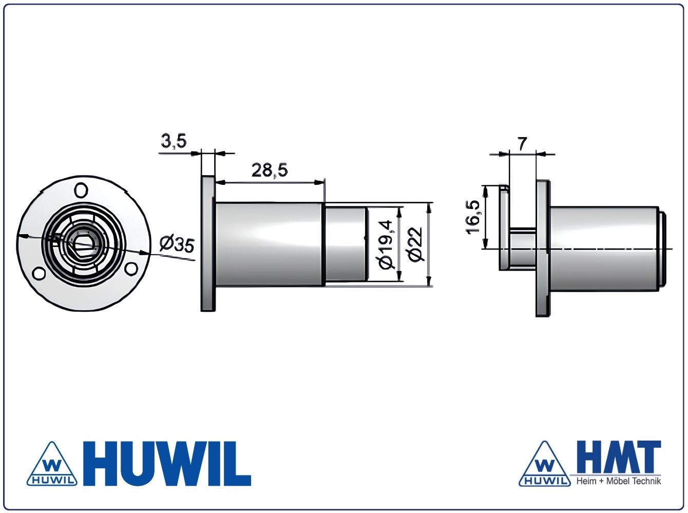 HUWIL Schloss Typ 0393 VCS18 - lad / Hub 7 / SW90° / O