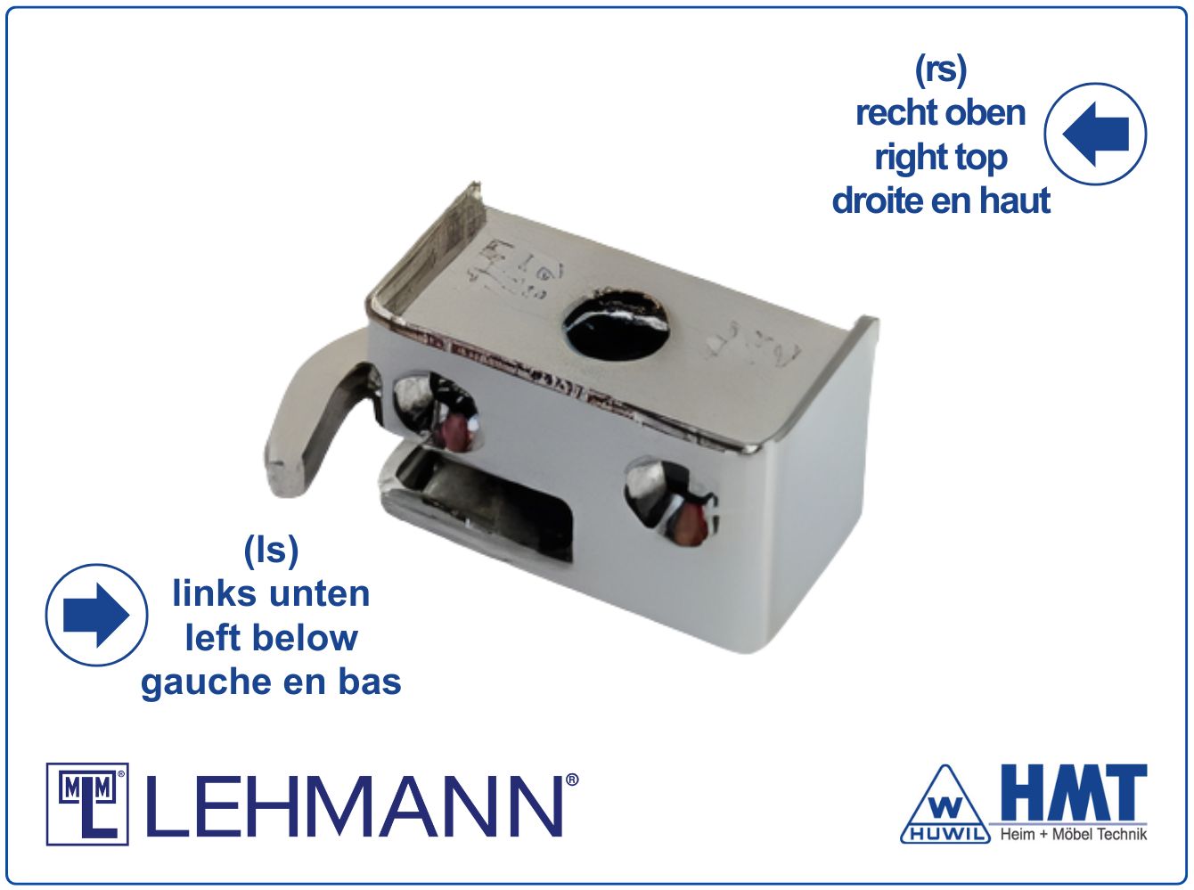 MLM Schließhaken 467 & 468 R oben/L unten ; mit Rand für Abdeckleiste
