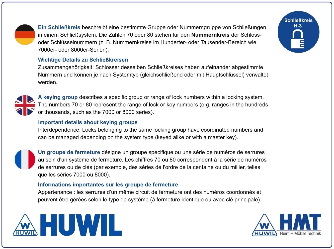HUWIL Zylinderkern VCS18 [SK: H-3] GL: 3001 bis 3040 & 3131