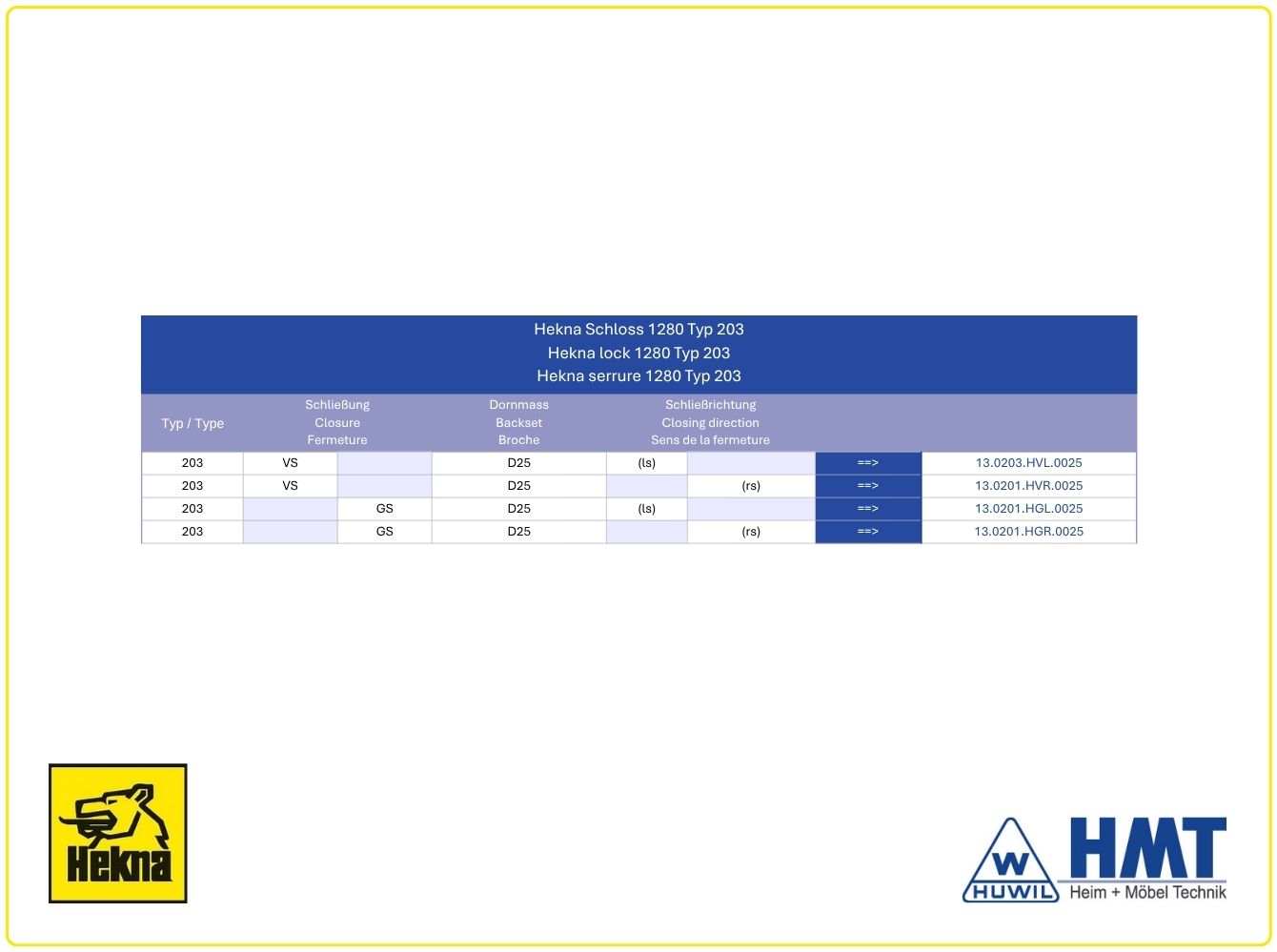 Hekna Schloss 1280 Typ 203 [W9] - D25 / rs / VS