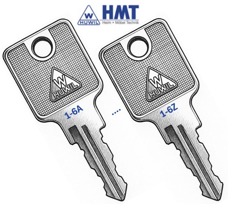 DELETE HUWIL Wendeschlüssel Typ 1550 - (6A bis 6Z)