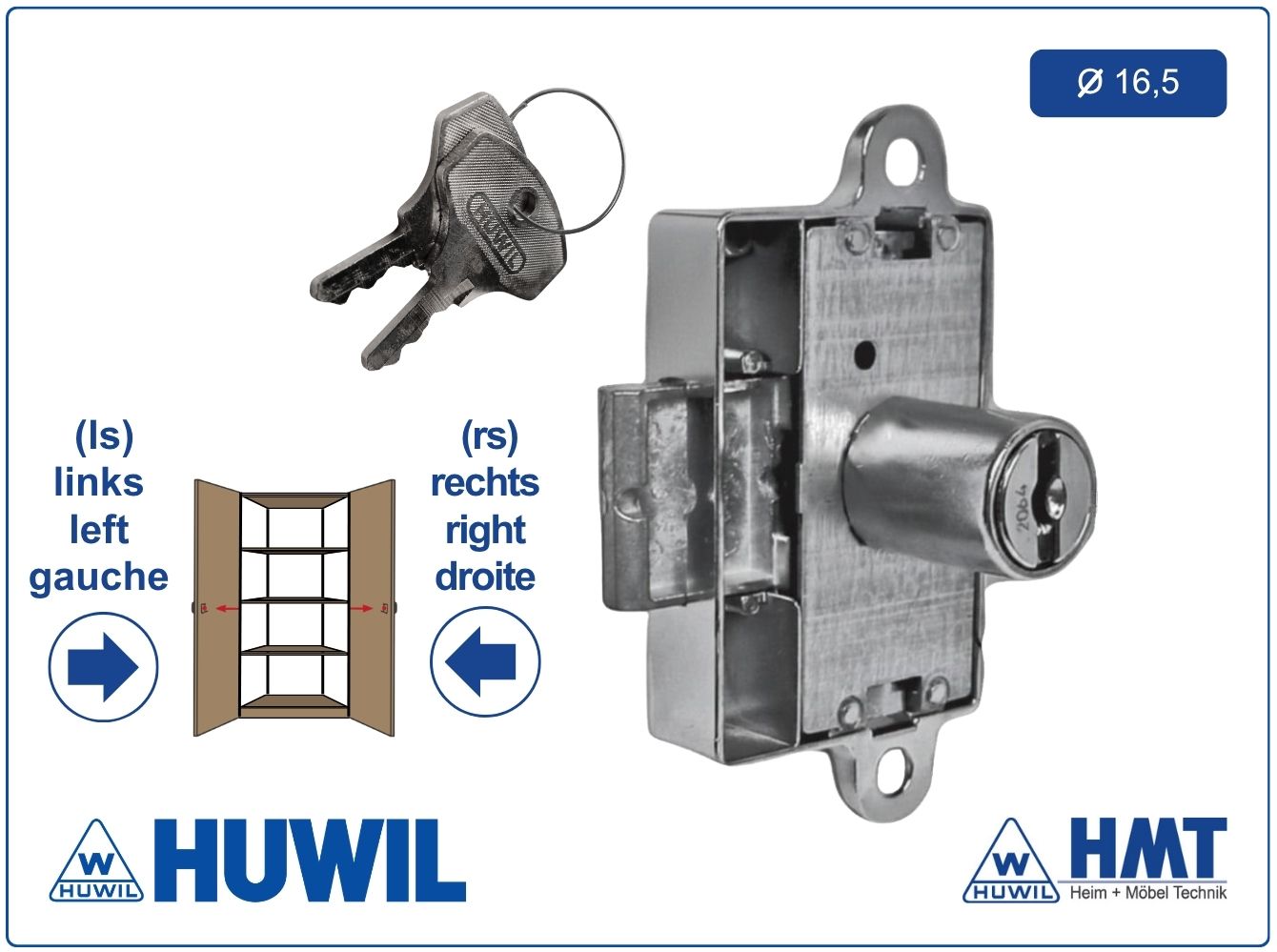 HUWIL Schloss Typ 0237 Ø16,5 [RA] - D15 / rs + ls / GL