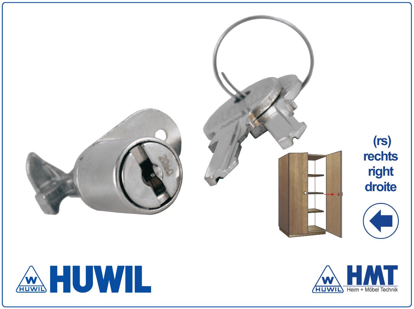 HUWIL Schloss Typ 0923 Ø16,5mm - rs / VS / Hub 12 | 16.0923.FNR.1223