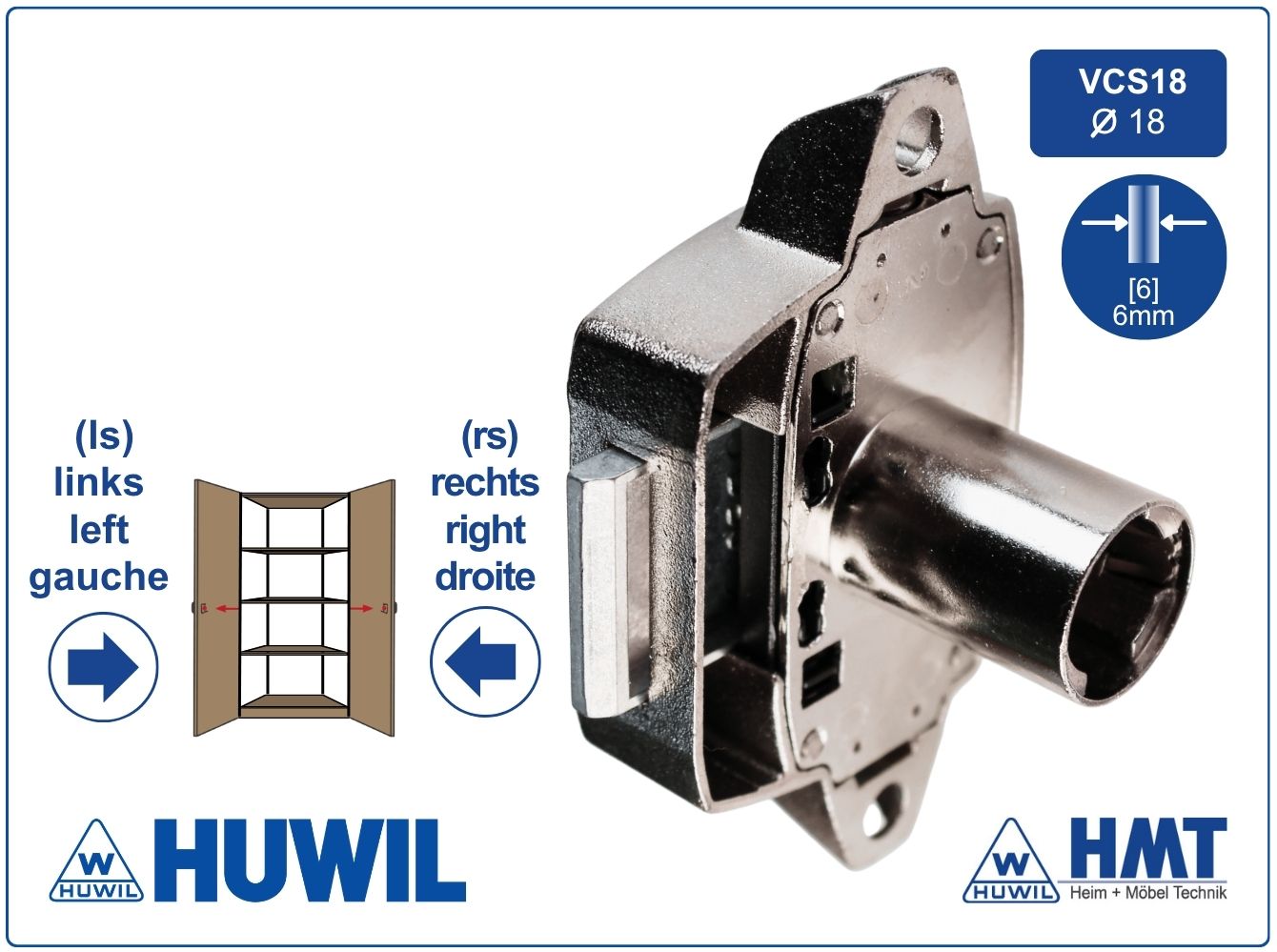 HUWIL Schloss [6] Typ 0247 VCS18 - D30 (oder für Knopf 601)