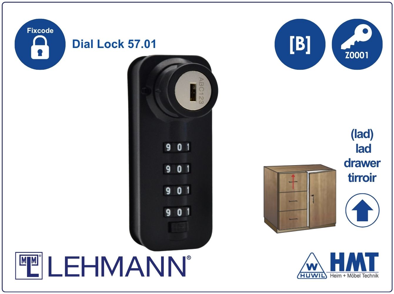 MLM Schloss Typ Dial Lock 57.01 Fix - [B] / lad / Z0001 / S 