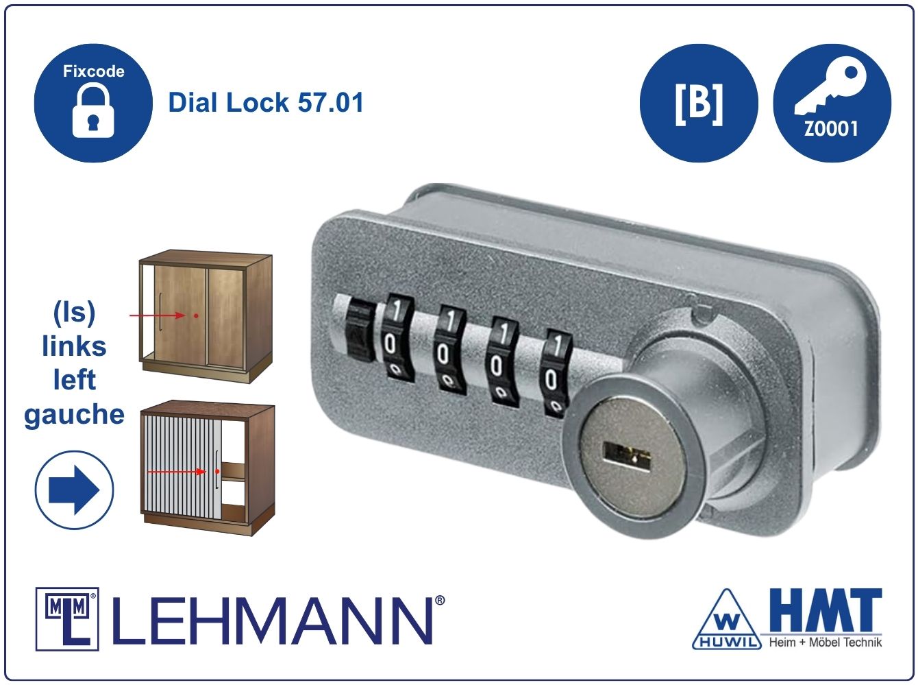 MLM Schloss Typ Dial Lock 57.01 Fix - [B] / ls / Z0001 / G