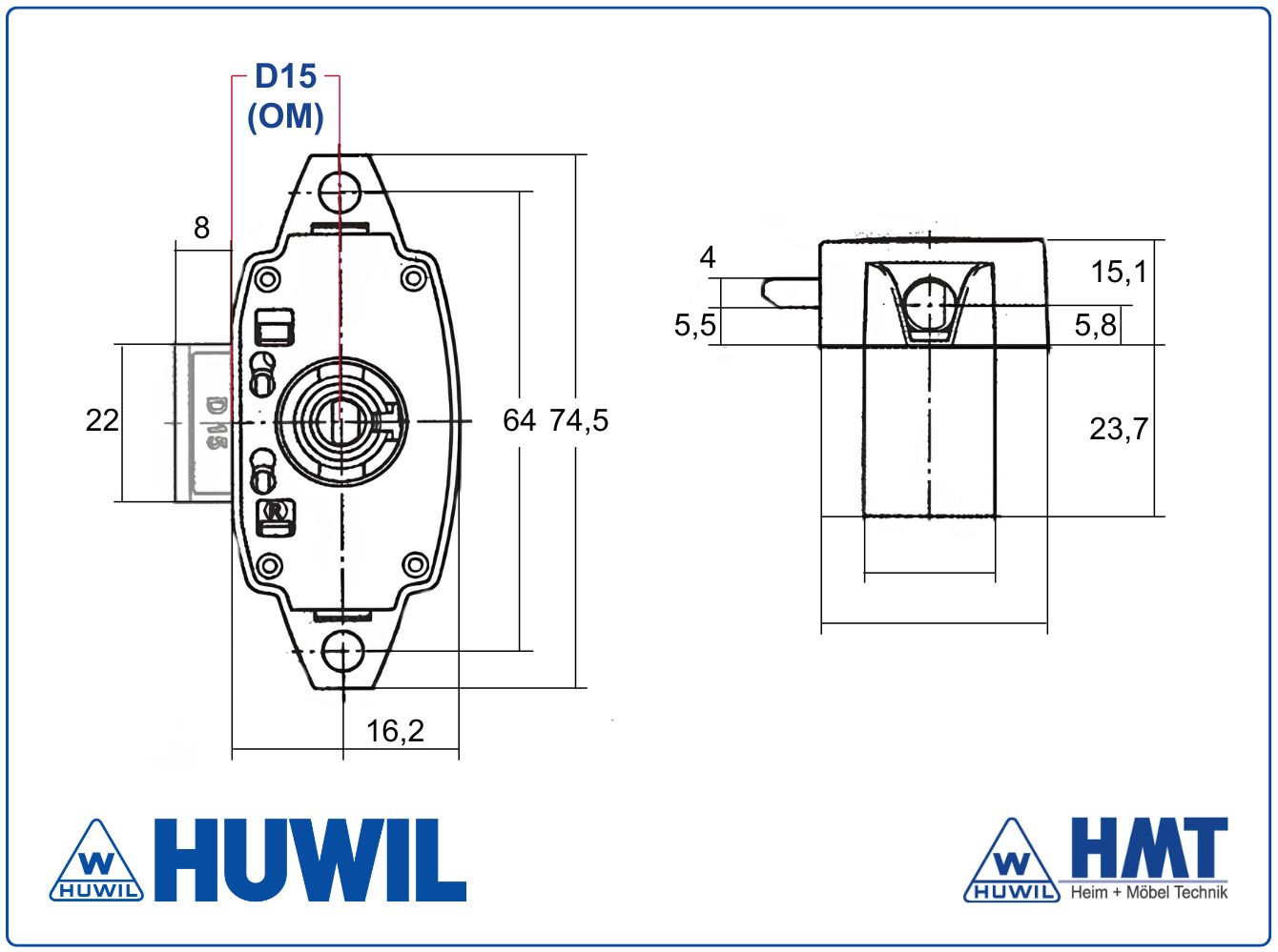 HUWIL Schloss [6] Typ 0247 VCS18 - OM (oder für Knopf 601)